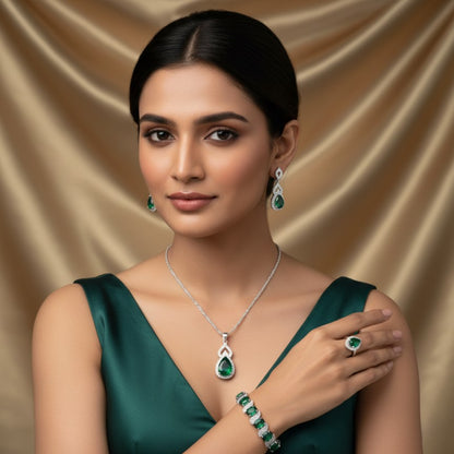 Shiny Drop Stone Jewelry Set
