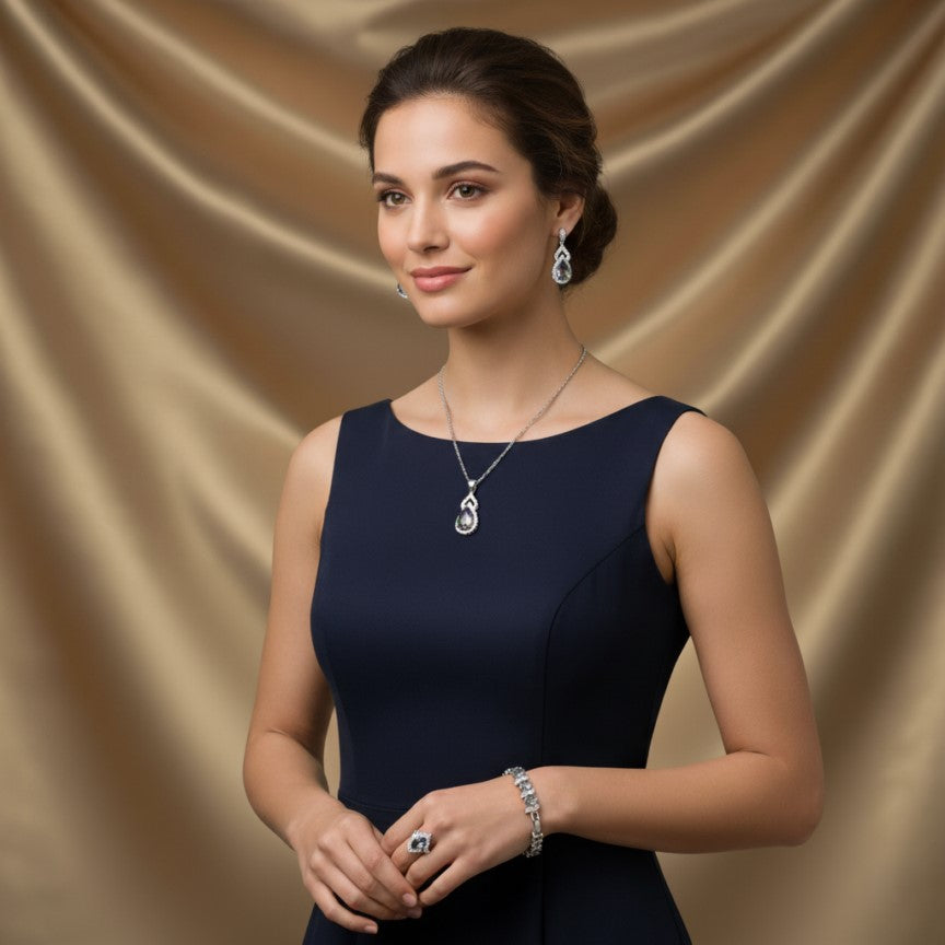 Shiny Drop Stone Jewelry Set