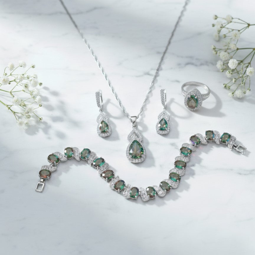 Shiny Drop Stone Jewelry Set