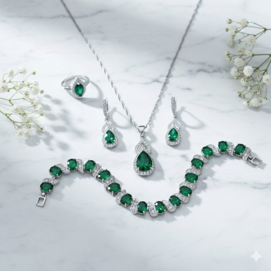 Shiny Drop Stone Jewelry Set
