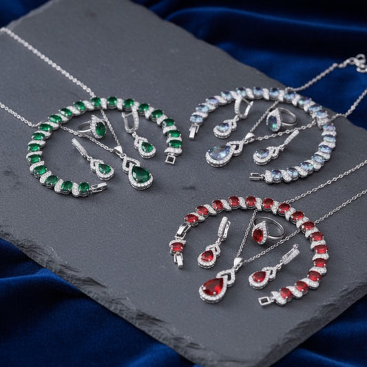 Shiny Drop Stone Jewelry Set
