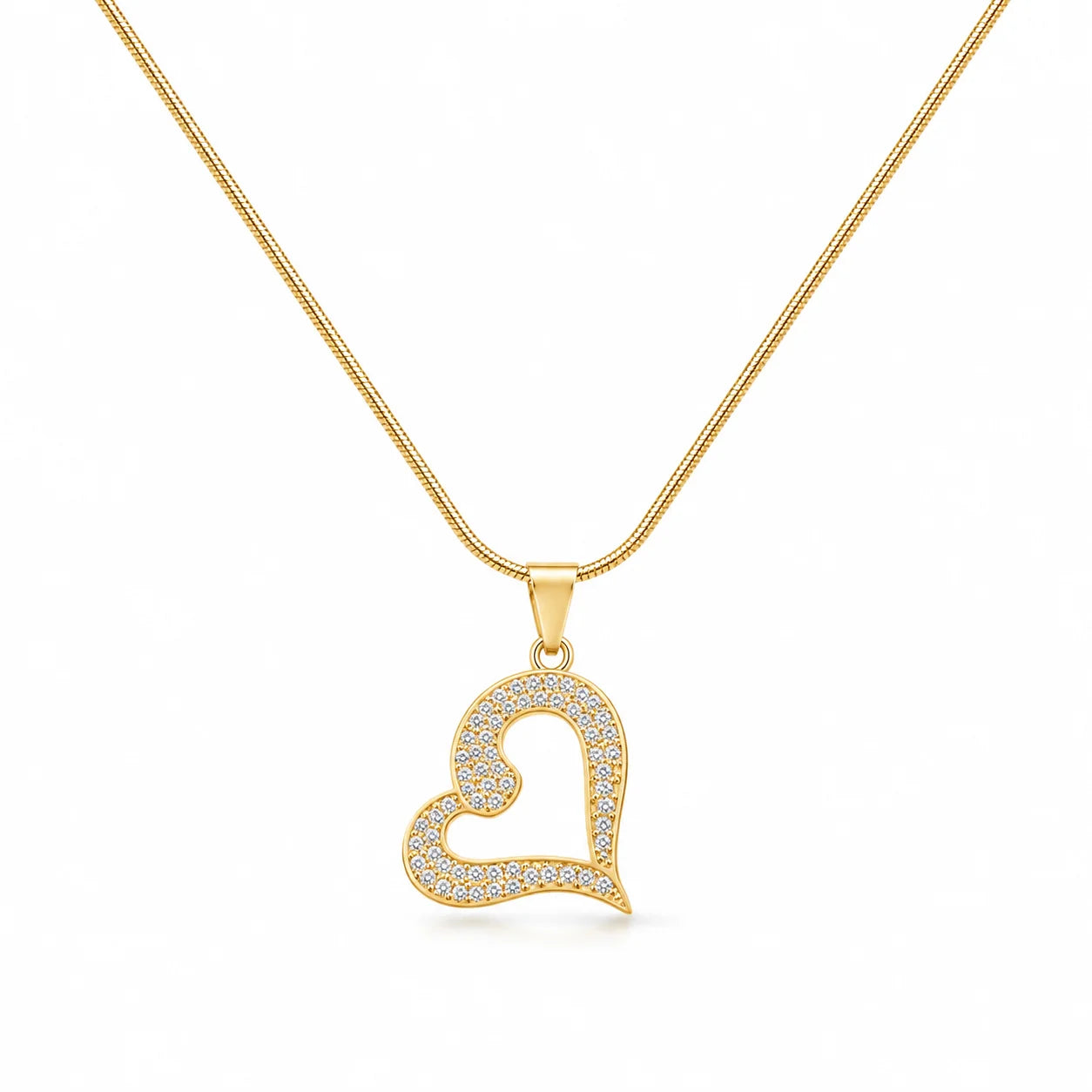 Shiny Curved Heart Necklace
