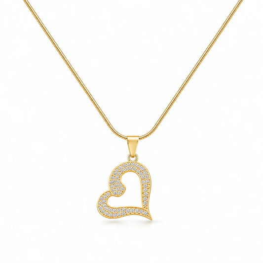 Shiny Curved Heart Necklace