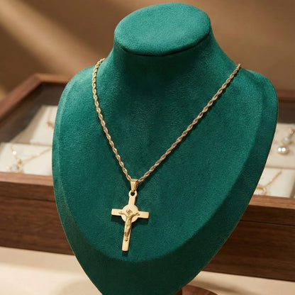 Sleek Gold Crucifix Pendant