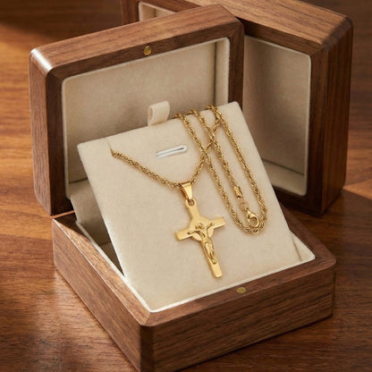 Sleek Gold Crucifix Pendant
