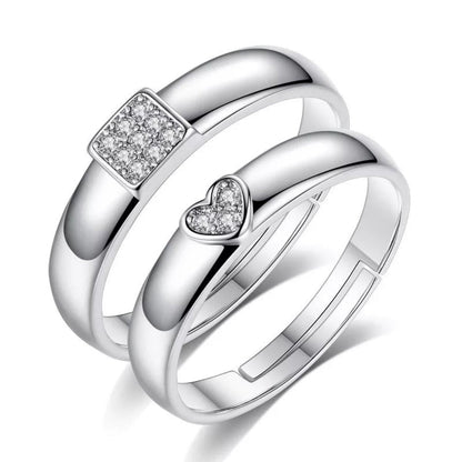 Square Heart Couple Rings