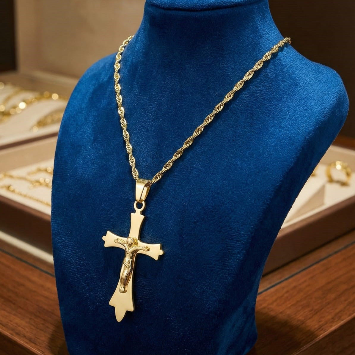Statement Gold Crucifix Pendant