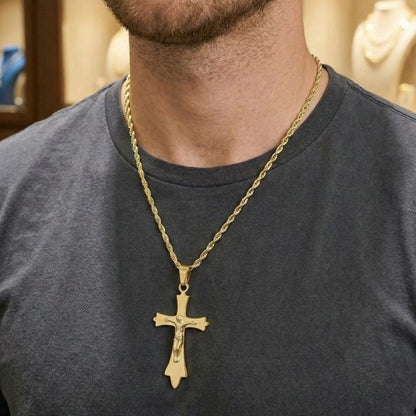 Statement Gold Crucifix Pendant