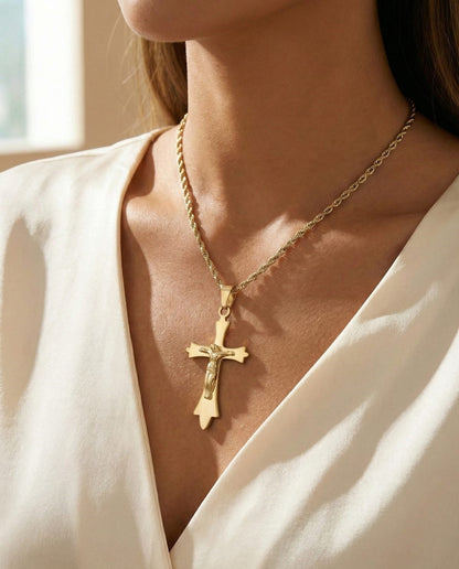 Statement Gold Crucifix Pendant
