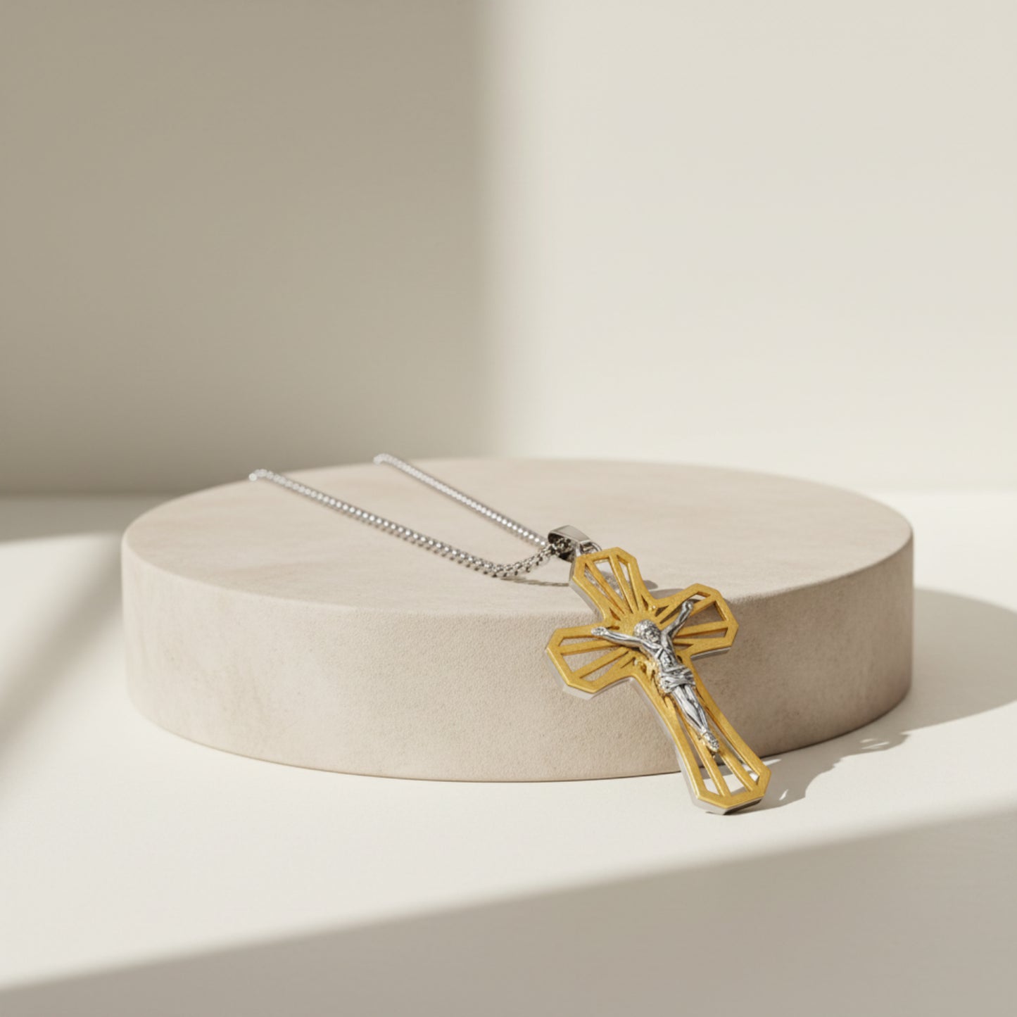 Two-Tone Crucifix Pendant