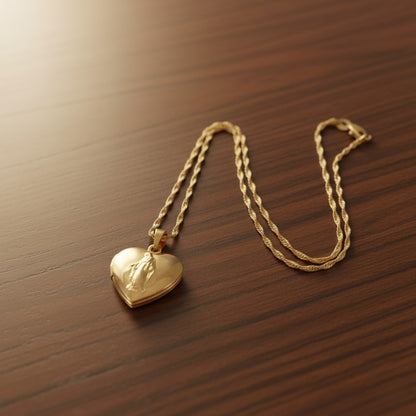 Virgin Mary Heart Frame Necklace