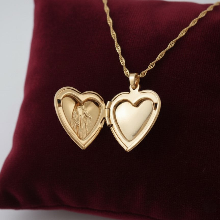 Virgin Mary Heart Frame Necklace