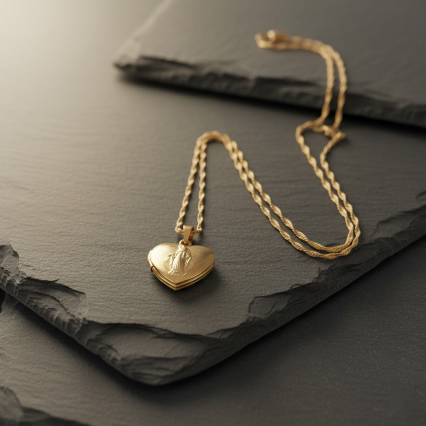 Virgin Mary Heart Frame Necklace