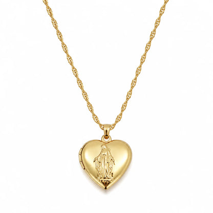 Virgin Mary Heart Frame Necklace