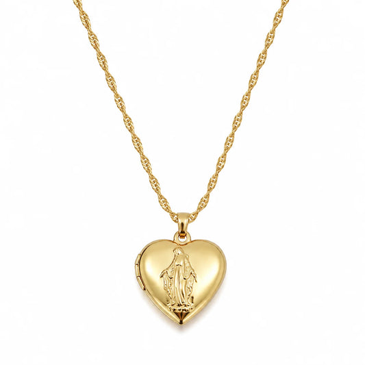 Virgin Mary Heart Frame Necklace