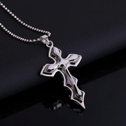 Wavy Triple Blue Cross Necklace
