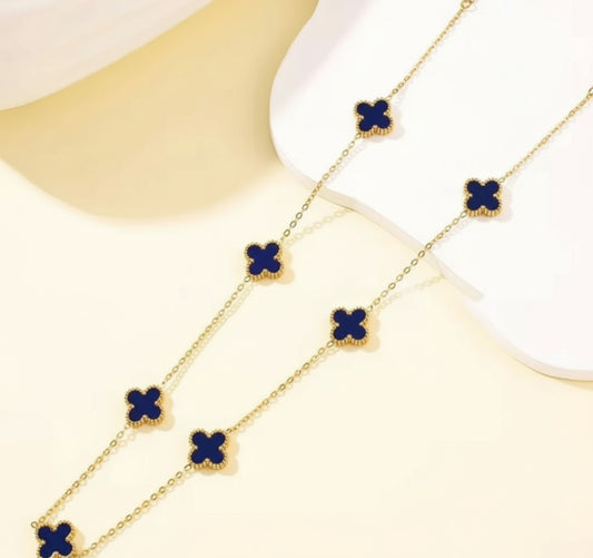 Dainty Gold Clover Pendant Necklace - Purple