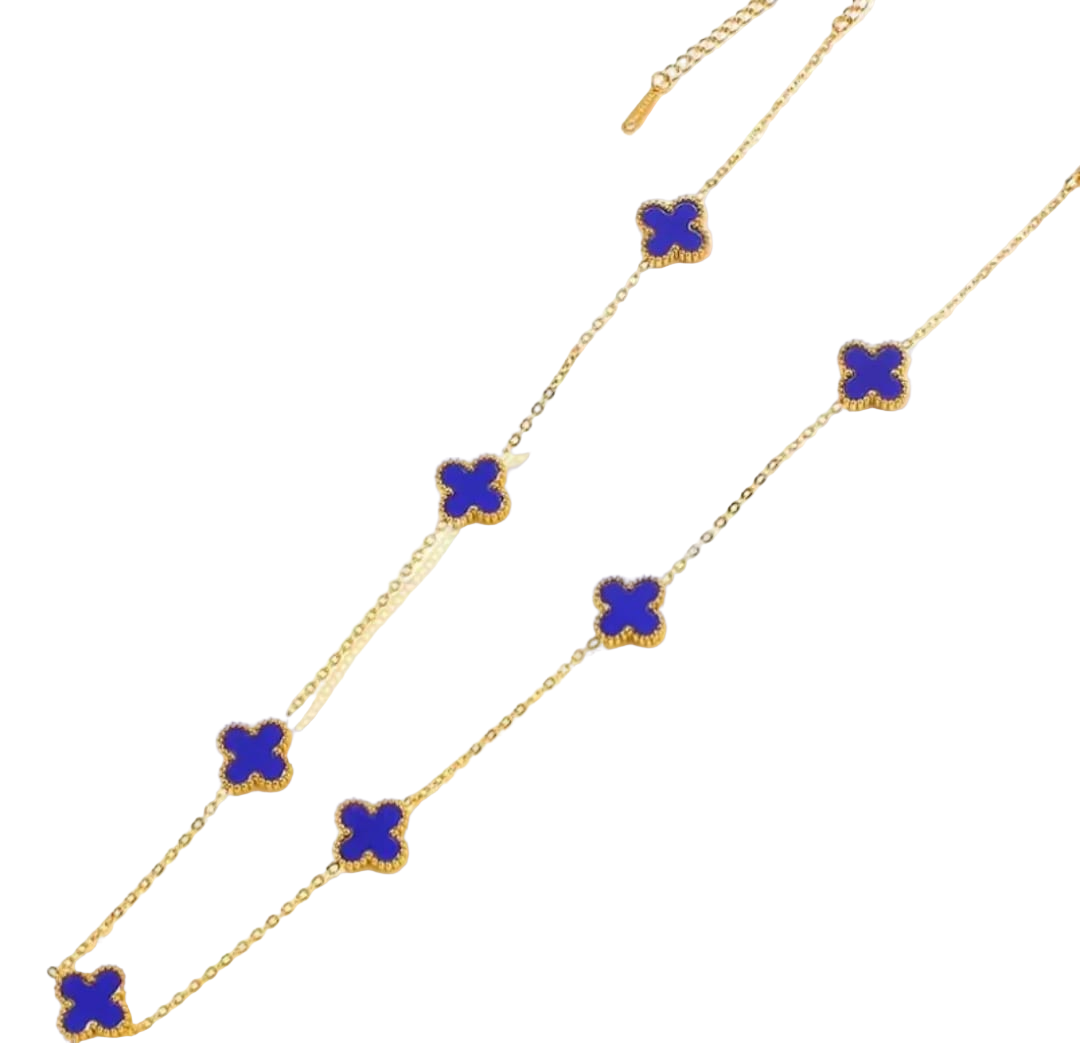 Dainty Gold Clover Pendant Necklace - Purple