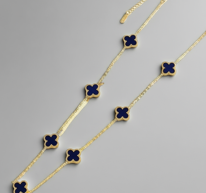 Dainty Gold Clover Pendant Necklace - Purple
