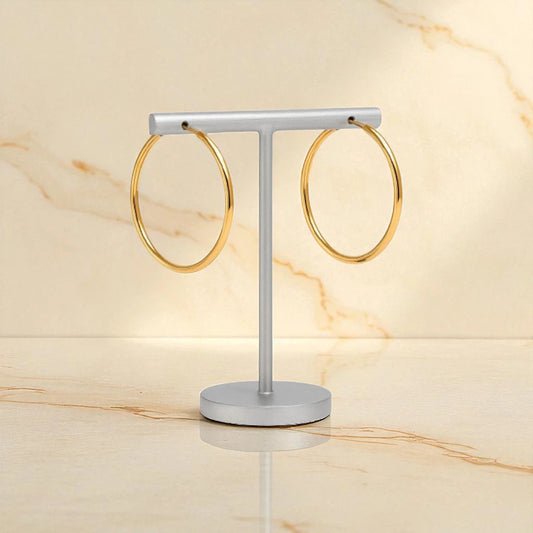 Gold Round Hoop Earrings - Large