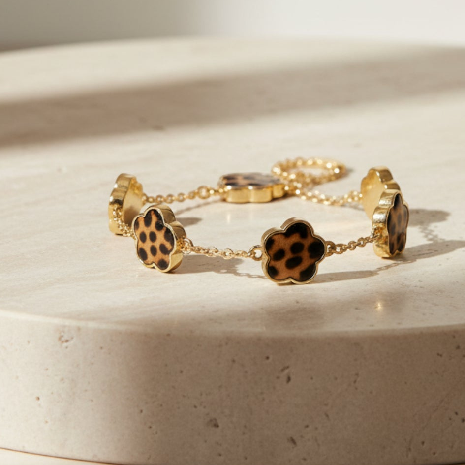 Wild Bloom Leopard Bracelet - Set Of 2