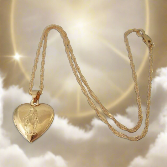 Virgin Mary Heart Frame Necklace