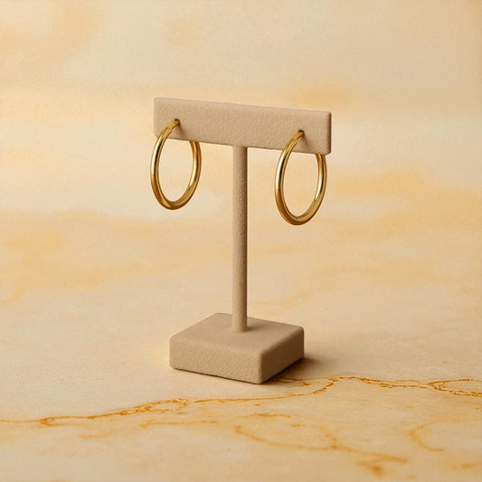 Gold Round Hoop Earrings - Medium
