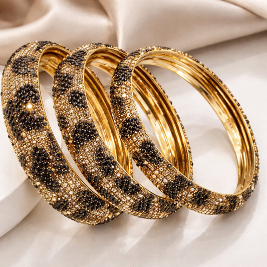 Leopard Shine Bangle Set - Set Of 3