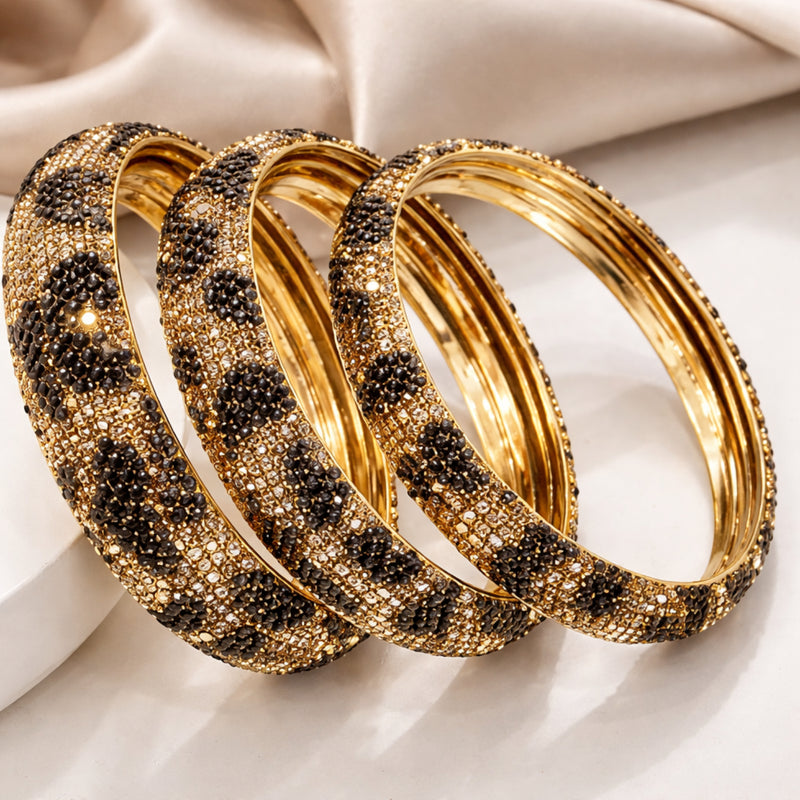 Leopard Shine Bangle Set - Set Of 3