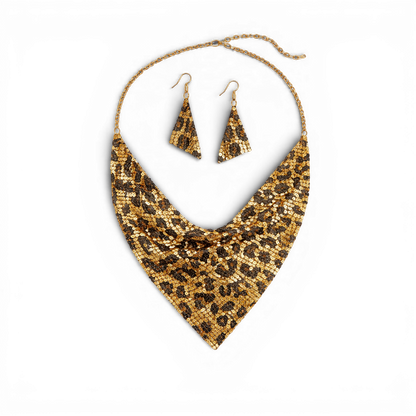 Leopard Sequin Statement Necklace - Set Of 2