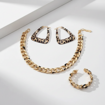 Leopard Statement Jewellery Set - Set Of 3