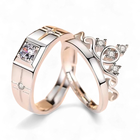 Crystal Crown Couple Rings