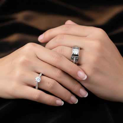 Classy Zircon Couple Rings