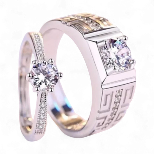 Classy Zircon Couple Rings