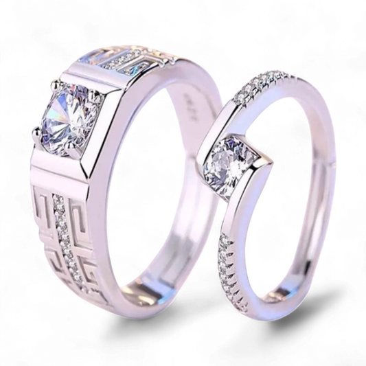 Fashion Diamond Square Couple Rings