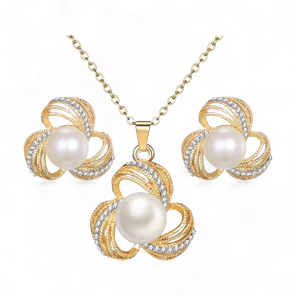 Flower Crystal Pearl Jewelry Set