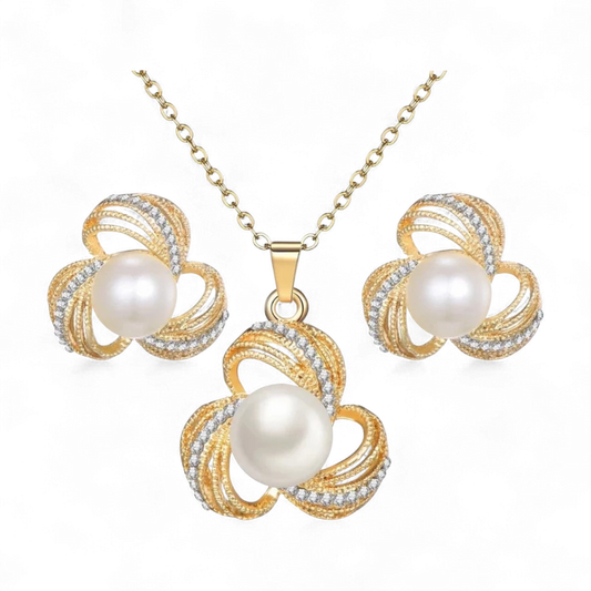 Flower Crystal Pearl Set