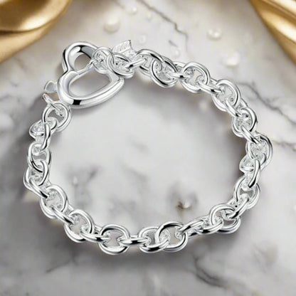 Arrow Heart Sterling Silver Bracelet