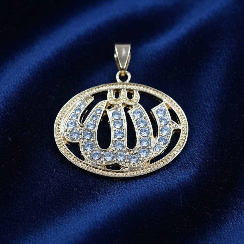 Shiny Rhinestone Allah Necklace New